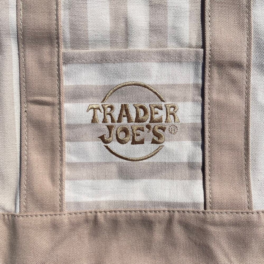 Set of 4! Trader Joe’s Canvas MINI Tote Bags PASTEL STRIPE Blue Green Pink Khaki - Picture 15 of 15